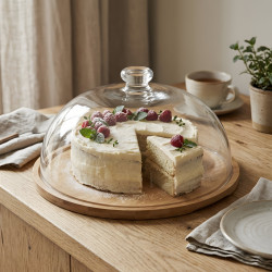 Cake Serving Platter with Glass Lid